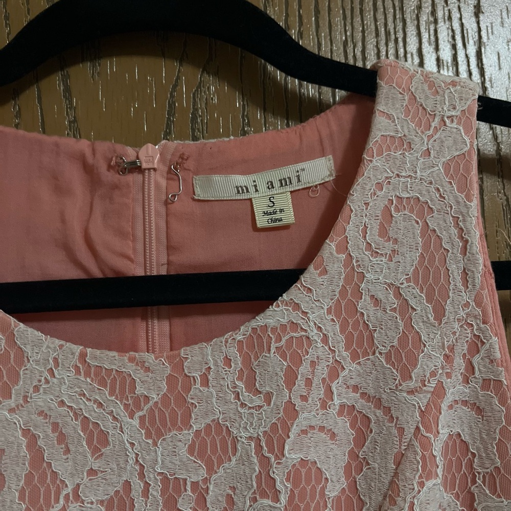 Elegant pink midi dress by Miami, size small.